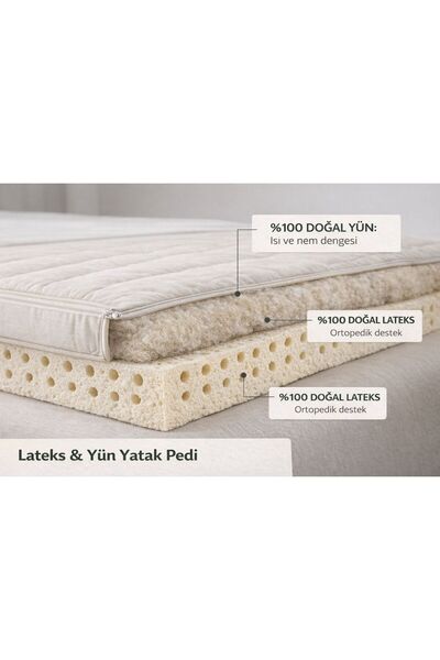 SOUB SLEEP Natural Latex and Wool Mattress Pad 7 cm Mattress Topper