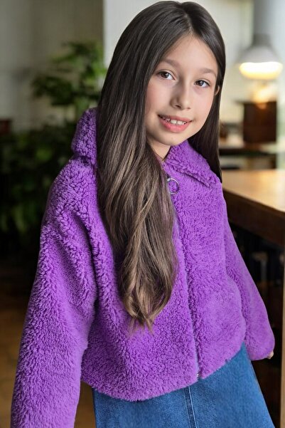 QUB CLUB Girl's Crop Lined Lilac Plush Jacket Coat, Size 1, You Can Choose On...