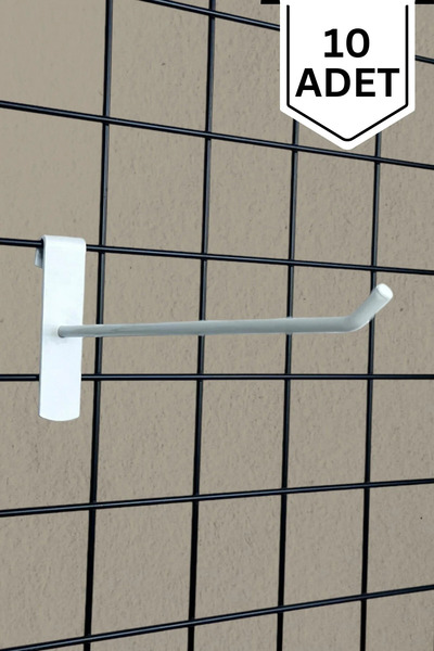 Mikasso Beyaz Tel Pano Kancası 10 Adet 20 Cm Raf ve Tel Askısı Tel Çubuk Meta...