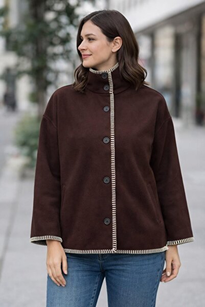 ModaPlaza Women's Long Sleeve Piped Poncho