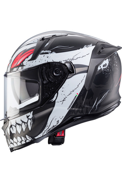 Caberg Motosiklet Kaskı Avalon X Punk Full Face Güneş Vizörlü Siyah-Beyaz Kask