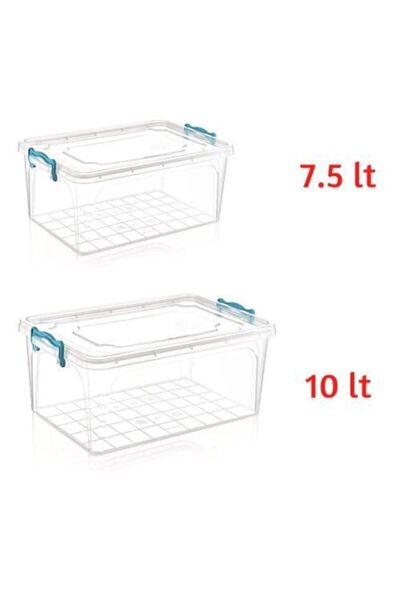 Mikasso Çok Amaçlı Kapaklı Erzak Saklama Kabı Kutusu 7.2lt+10lt 2'li Plastik ...