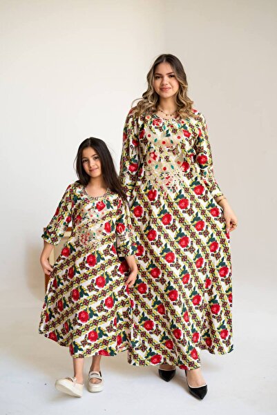 AFandina جلابية شالكي أم وبنت بإطلالة تراثية أنيقة SM - 57 تنوية الام لحال وا...