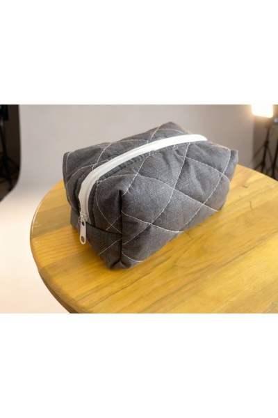 Bestway ve Diğeri Smoked Gray Quilted Makeup and Cosmetic Travel Health Bag