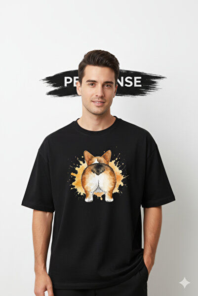 PERISENSE Unisex Bold Cute Printed Premium Combed Cotton Oversized T-Shirt