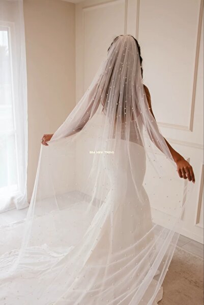 BBA TULLE STORE 2m Beaded Veil,2M Pearl Beaded Bridal Veil, Wedding Veil Long...