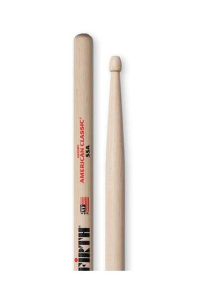 VIC FIRTH 55A أميريكان كلاسيك 55A باجيت |   بين 5A و 5B - طول إضافي - طرف خشبي