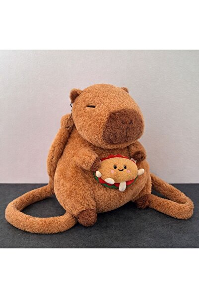 ZİVENTA Kapibara Peluş Sırt Çantası Sevimli Çocuk Fermuarlı Kahverengi Kapipa...