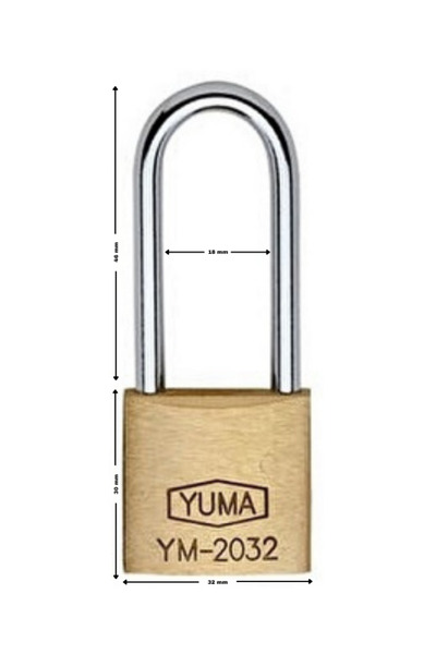 yuma kilit قفل يو ما ستاندارت ذو جسم طويل من النحاس الأصفر 32 مم 1 قطعة