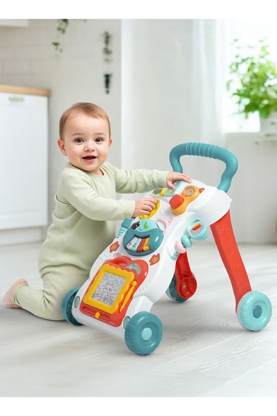 BAYBEE مشاية أطفال Baby Crawlio مزودة بموسيقى، وعجلة دوارة قابلة للقفل، وتروس...