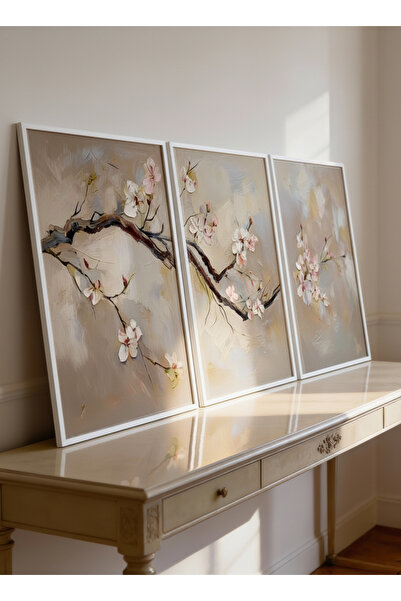 bestablo Set de pictură cu flori abstracte din 3 piese – Decor pentru casă