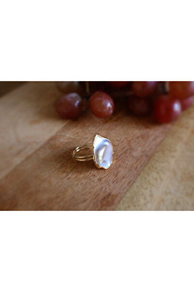 suayjewellery Altın kaplama barok inci yüzük