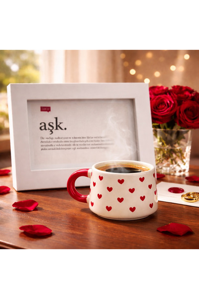 MyMomento SEVGİLİLER GÜNÜ HEDİYESİ - Kalpli Kupa ve Aşk açıklamalı çerçeve