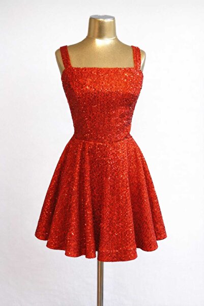 modagülsüm Payetli kırmızı parti elbisesi