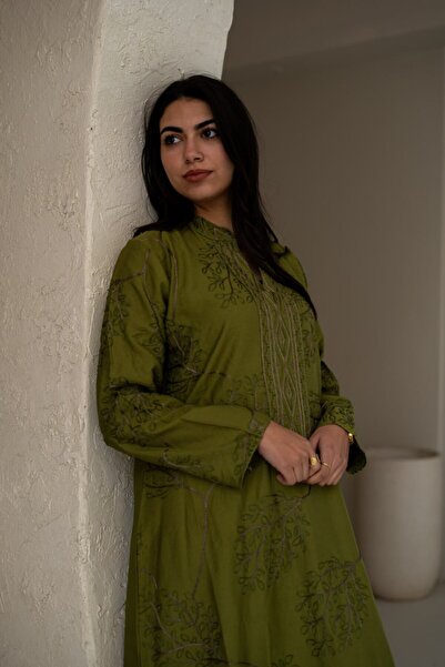 PRIDE Linen jalabiya with elegant embroidery SM - 59