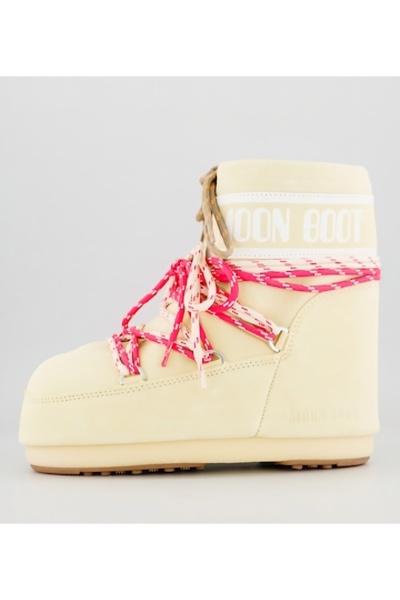MOON BOOT - Winter Boots Made of Suede Icon, White/Khaki/Pink