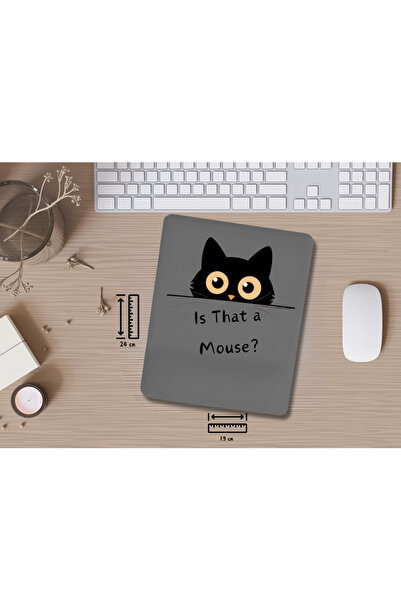 IVART Is That a Mouse?- Black Cat Patterned Wrist Rest Rectangular Mouse Pad