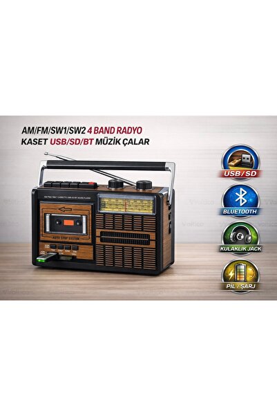 SFL Product Bluetooth’lu Nostaljik Radyo & Kasetçalar | AM/FM/SW 4 Band | USB...
