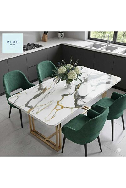 Blue Home PVC 05 Marble Patterned 1.2 Mm Thick Tablecloth Stain Resistant Non...