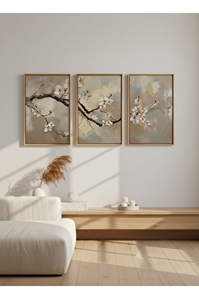 bestablo Σετ ζωγραφικής 3 τεμαχίων αφηρημένο λουλούδι – Διακόσμηση σπιτιού