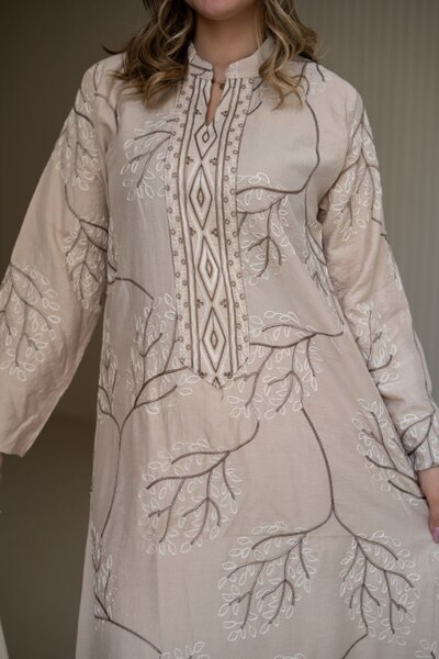 PRIDE Linen jalabiya with elegant embroidery SM - 59