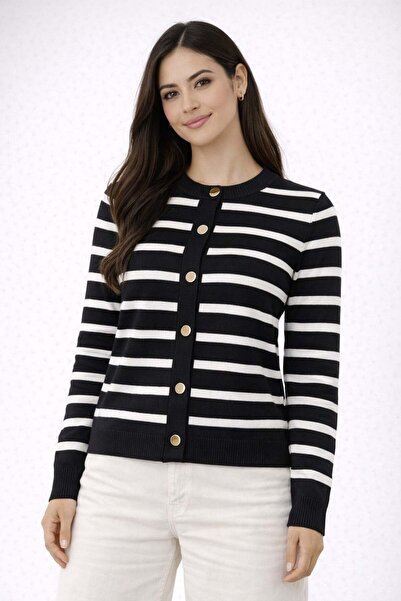 ModaPlaza Women's Short Striped Cardigan 3294
