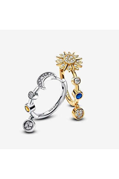 missamori 925 Ayar Gümüş Güneş ve Ay Küpe