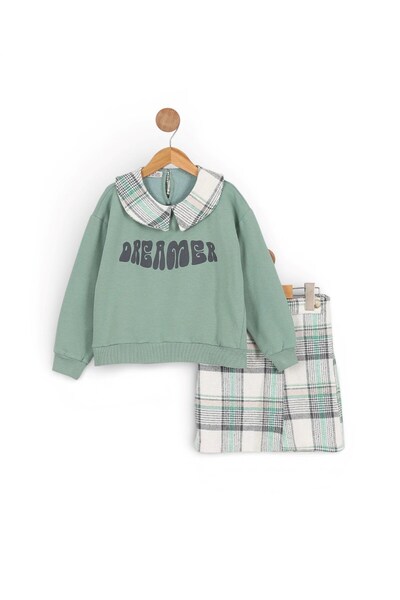 VOY KİDS Set de fustă pantalon scurtă piese pentru fete cu model în carouri, ...