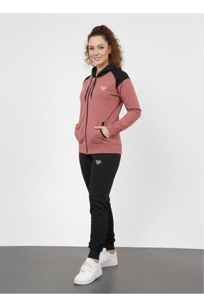 LF LAST FASHION Women's Two-Piece Hooded Tracksuit Set in Rose Pink
