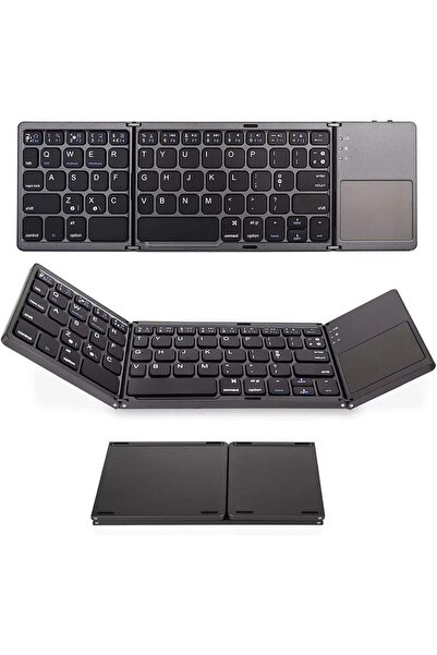 EACAM لوحة مفاتيح لاسلكية قابلة للطي - بلوتوث فائق النحافة مع لوحة لمس وحامل