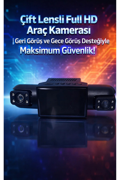 FaroxTech Çift Kameralı Araç İçi Yol Kayıt Cihazı - Geri Görüş Park Kamerası ...
