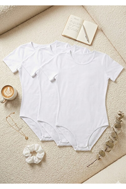 Loule 3-Pack Crew Neck Short Sleeve Snap-On Bodysuit - 95% Cotton Anti-Sweat ...