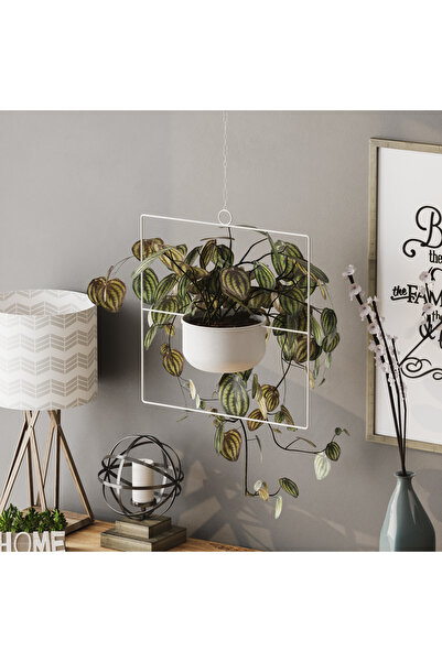MOİRA Dekoratif Metal Saksılık,Askılı Ayarlanabilir Kare Sarkıt Modern Kaktüs...