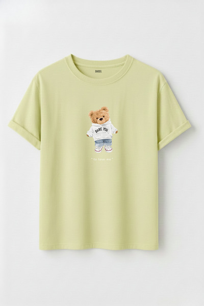 DK DAKSEL Unisex'Dare You to Love Me' Teddy Bear Printed T-Shirt