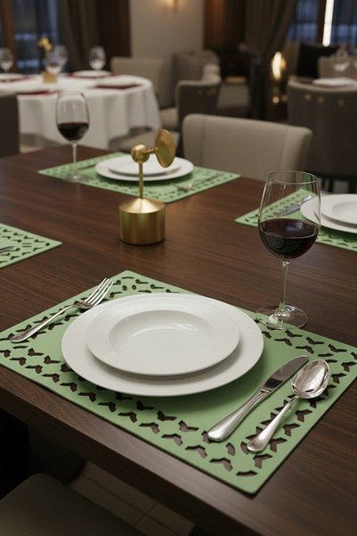 Morika Hotel & Home Textile Pares Series 6-Piece Faux Leather American Service Set - 32X44 cm - Water Green