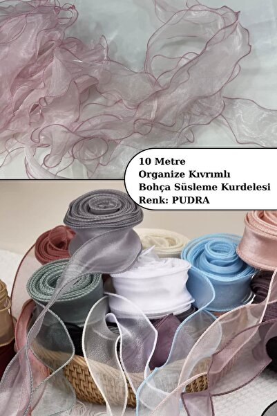 Dantelux Panglică decorativă cu detaliu ondulat (10 metri) roz pudrat