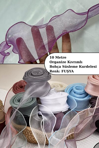 Dantelux Panglică de decorare cu detaliu ondulat (10 metri) fucsia