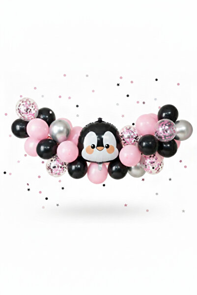 party mix Penguen Doğum Günü Balon Seti – Balon Zinciri | Penguen Balon + Siy...