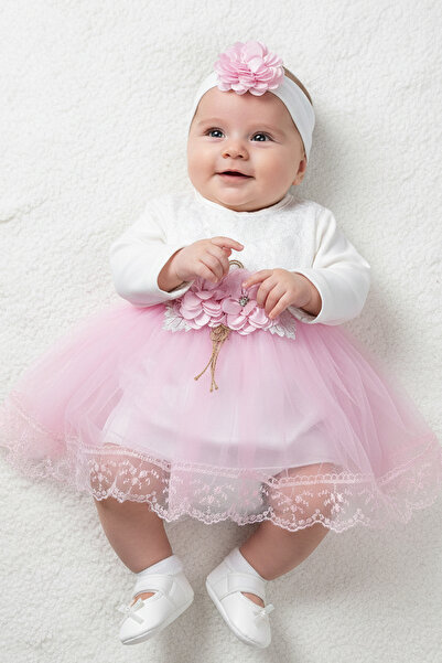 Rocha Baby Rocha Kız Bebek Pembe Uzun Kollu Çiçekli Mevlüt Elbisesi - Mevsiml...