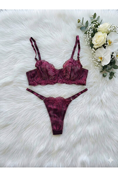 Biraltı Moda Set de lenjerie intimă cu sutien cu armătură și dantelă