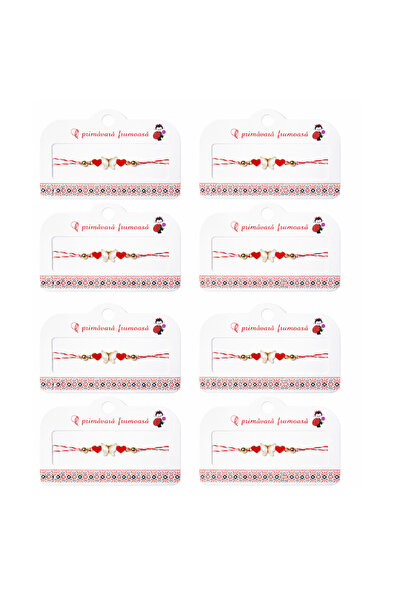 HYVESTO Set 8 Bratari Martisor Fluture Inimioare Auriu Rose Snur Alb Negru Re...