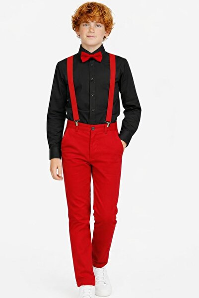 Kuraff Giyim Băiat 23 aprilie 29 octombrie Cămașă-Pantaloni-Papion Set Costum