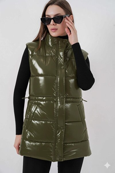 Yasmy Collection Kadın Haki Parlak Astarlı Şişme Yelek HZL25W-BD152181