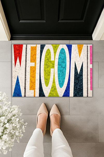 Rugmood طباعة رقمية حديثة - ملونة وشائعة - سجادة ترحيب أمام الباب