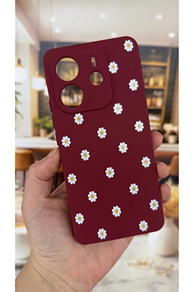 Vip Case Xiaomi Redmi Note 14 Compatible White Daisy Patterned Silicone Shock...