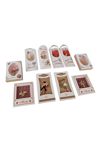 HYVESTO Set 10 Brose Traditionale Romanesti din Aliaj Metalic cu Snur Rosu Al...