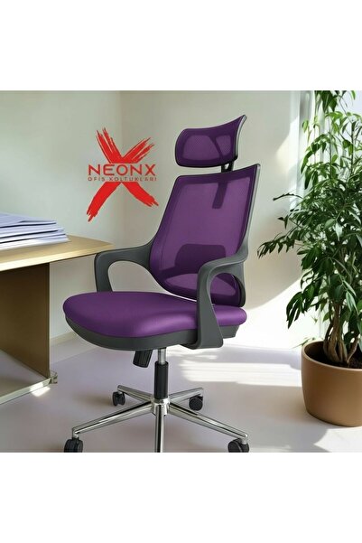 neonx | Life Plus Başlıklı Ve Demir Ayaklı Çalışma Sandalyesi | Ofis Sandalye...