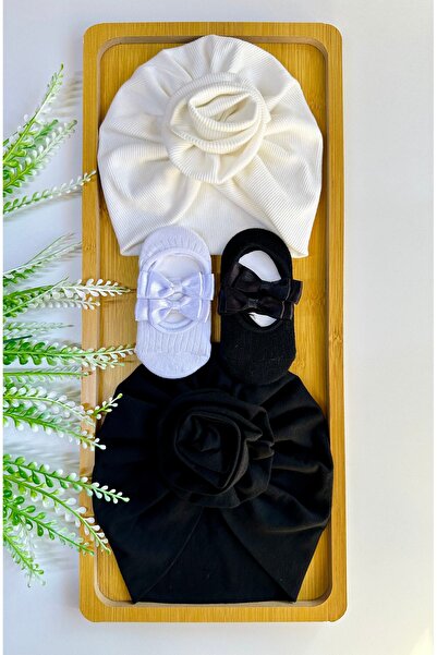 organik Pamuklu Ful Esnek ( 0-1 yaş ) Terletmeyen Kaymayan Bebek Bone Seti