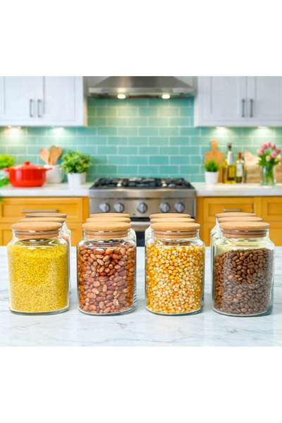 Pembelia Life 12-Piece Original Glass Legume Spice Storage Set with Bamboo Li...