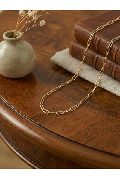 shesra Mengüer 14 Ayar Altın Kaplama Gold Ataç Zincir Kolye (60 cm)